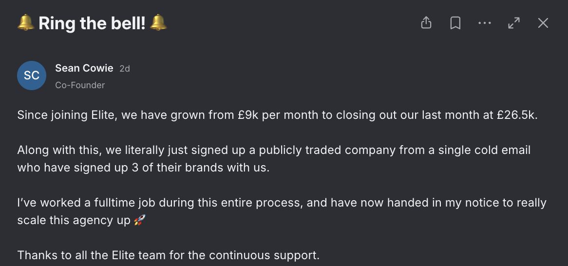 Sean Cowie Affluent Academy community post